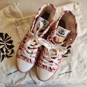 Isabel Marant Benkeen Red/Pink Tie-Dye Canvas High-Top Sneakers — US 7 – 7.5
